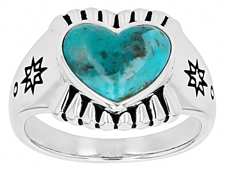 Blue Composite Turquoise Sterling Silver Heart Ring - SWE3815 | JTV