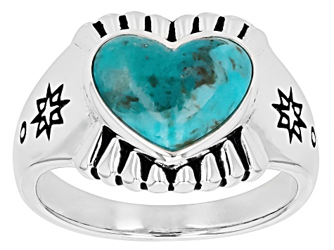 Blue Composite Turquoise Sterling Silver Heart Ring - SWE3815 | JTV.com