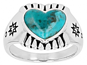 Blue Composite Turquoise Sterling Silver Heart Ring