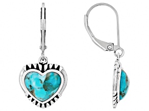 Blue Composite Turquoise Sterling Silver Heart Earrings