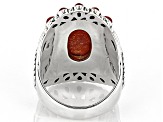 Red Coral Multi-Stone Sterling Silver Ring