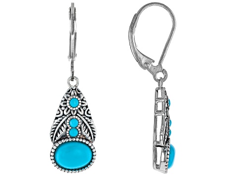 Sleeping Beauty Turquoise Sterling Silver Dangle Earrings