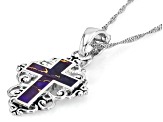 20x14mm Purple Mohave Kingman Turquoise Sterling Silver Cross Enhancer Pendant With Chain