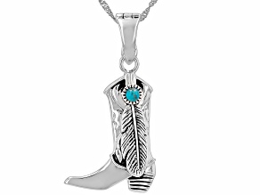 3mm Blue Composite Turquoise Sterling Silver Cowboy Boot Enhancer Pendant With Chain