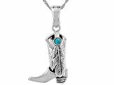 3mm Blue Composite Turquoise Sterling Silver Cowboy Boot Enhancer Pendant With Chain