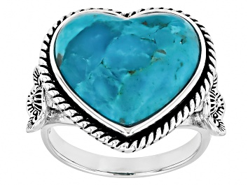 Picture of Blue Composite Turquoise Sterling Silver Heart Ring 16x15mm