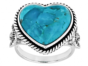 Blue Composite Turquoise Sterling Silver Heart Ring 16x15mm