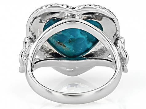 Blue Composite Turquoise Sterling Silver Heart Ring 16x15mm - SWE3843 | JTV