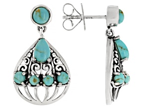 Kingman Turquoise Sterling Silver Hot air Balloon Motif Earrings