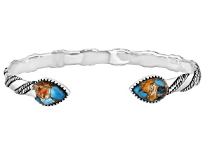 Blended Turquoise & Spiny Oyster Shell Sterling Silver Cuff Bracelet