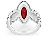 Red Sponge Coral & Multi-Color Enamel Sterling Silver Ring 16x8mm