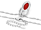 18x9mm Red Sponge Coral & Multi-Color Enamel Sterling Silver Pendant With Chain