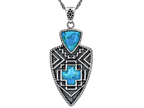 Blue Composite Turquoise Sterling Silver Enhancer Pendant With Chain