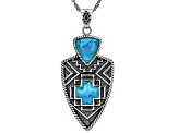 Blue Composite Turquoise Sterling Silver Enhancer Pendant With Chain