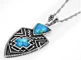 Blue Composite Turquoise Sterling Silver Enhancer Pendant With Chain