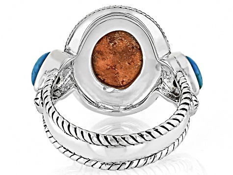 14x10mm Orange Sponge Coral With 5mm Blue Composite Turquoise