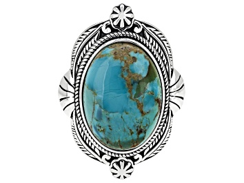 Picture of 25x18mm Blue Composite Turquoise Sterling Silver Statement Ring