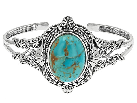 Blue Composite Turquoise Sterling Silver Statement Cuff Bracelet