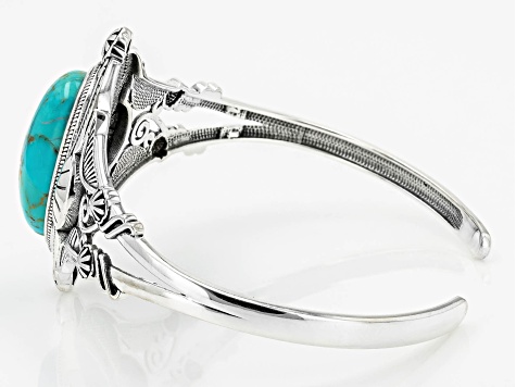 Blue Composite Turquoise Sterling Silver Statement Cuff Bracelet