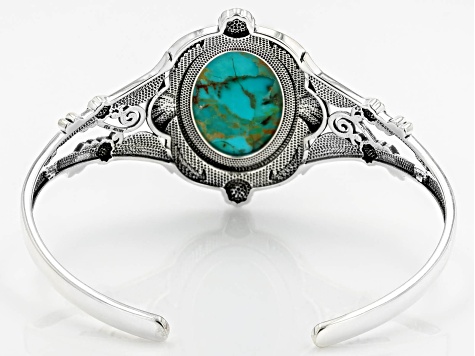 Blue Composite Turquoise Sterling Silver Statement Cuff Bracelet