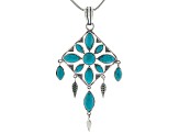 Kingman Turquoise Sterling Silver Dream Catcher 
Enhancer Pendant With 18" Snake Chain