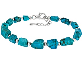 Nugget Beaded Kingman Turquoise Sterling Silver Bracelet