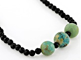 Rondelle Black Spinel & Green Turquoise Sterling Silver Necklace