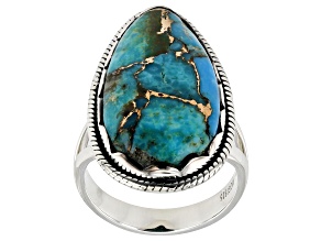 25x13mm Blue Composite Turquoise Sterling Silver Statement Ring