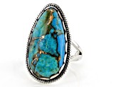 25x13mm Blue Composite Turquoise Sterling Silver Statement Ring