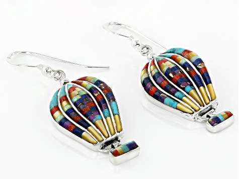 Multi-Stone Sterling Silver Hot Air Balloon Earrings