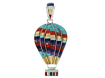 Picture of Multi-Stone Sterling Silver Hot Air Balloon Pendant