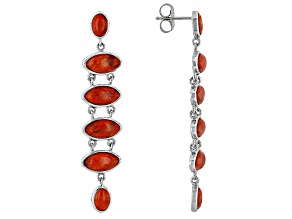 Coral Sterling Silver Dangle Earrings 10x5mm, 6x4mm