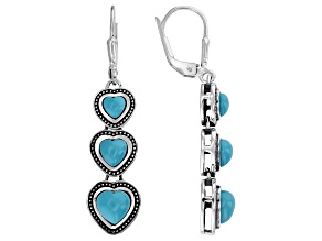 Sleeping Beauty Turquoise Sterling Silver Heart Dangle Earrings