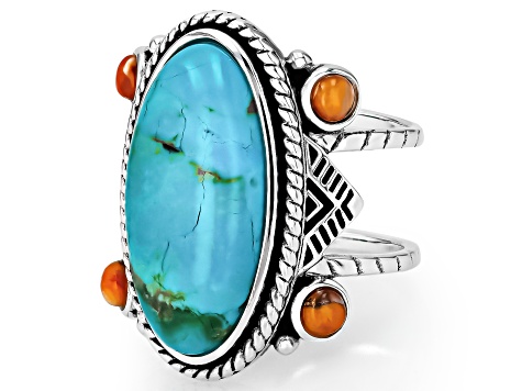 ★87MM★ Mmlg MM EMB HFT TURQUOISE BLUE Blue Composite Kingman Turquoise & 3mm Spiny Oyster Shell