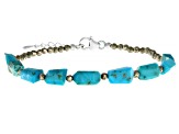 Beaded Pyrite & Turquoise Nugget Sterling Silver Bracelet