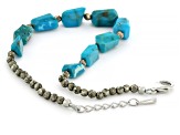 Beaded Pyrite & Turquoise Nugget Sterling Silver Bracelet