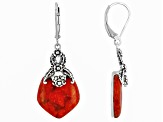 Red Sponge Coral Sterling Silver Earrings 16x15mm