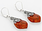 Red Sponge Coral Sterling Silver Earrings 16x15mm