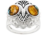 7mm Spiny Oyster Shell Sterling Silver Owl Ring