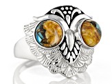 7mm Spiny Oyster Shell Sterling Silver Owl Ring