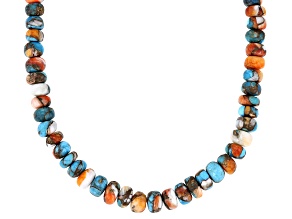 Blended Turquoise & Spiny Oyster Shell Sterling Silver Beaded 18" Necklace