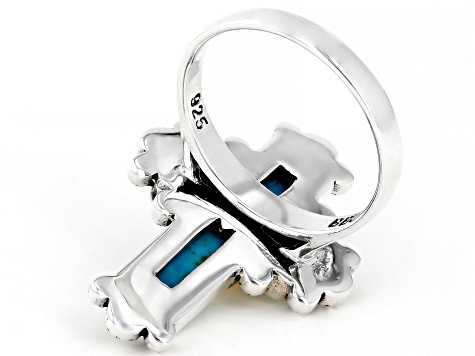Blue Composite Turquoise & Spiny Oyster Shell Sterling Silver