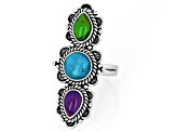 Multi-Color Composite Turquoise Sterling Silver Ring 8mm