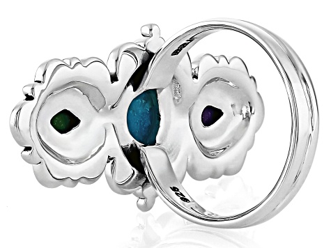 Multi-Color Composite Turquoise Sterling Silver Ring 8mm