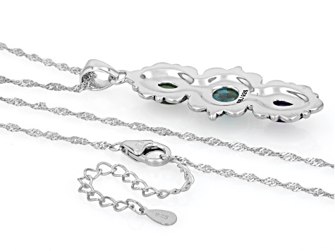 Multi-Color Composite Turquoise Sterling Silver Pendant With 18" Singapore Chain 8mm