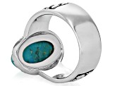 Blue Composite Turquoise Sterling Silver Cactus Motif Ring 16x8mm