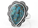 Blue Turquoise Sterling Silver Statement Ring 20x14mm