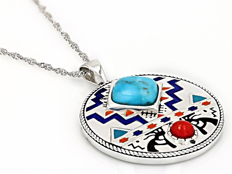 Celestial Vintage Native American Zuni Inlay Blue Gem Turquoise Sterling Silver Cross Necklace Celestial Vintage Native American Zuni Inlay Blue Gem Turquoise Sterling Silver Cross Necklace