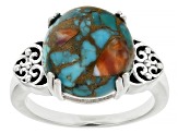 Blended Composite Turquoise With Spiny Oyster Shell Sterling Silver Ring 12mm