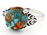 Blended Composite Turquoise With Spiny Oyster Shell Sterling Silver Ring 12mm